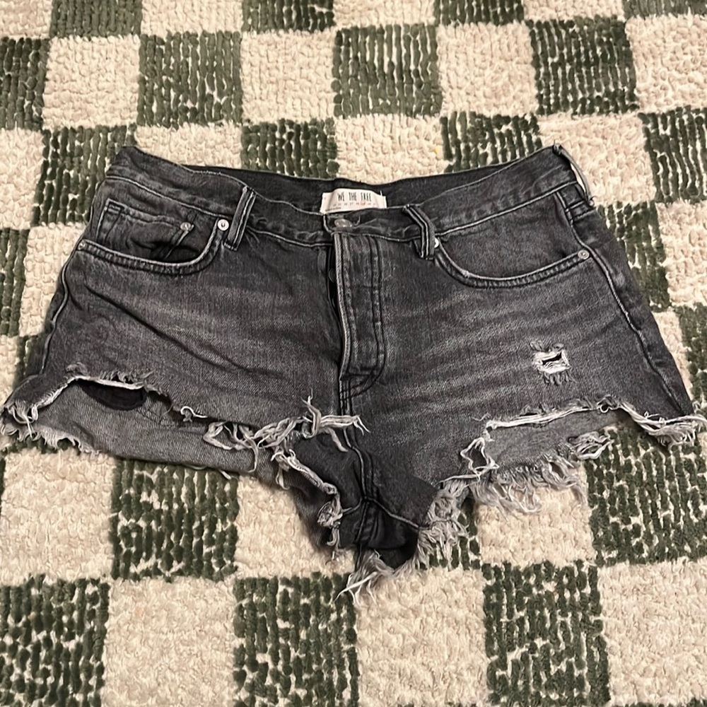 We The Free Distressed Black Jean Short